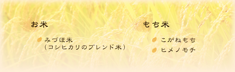 お米（みづほ米）　もち米（こがねもち・ヒメノモチ）